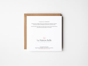 Back of Nautical Eternity eco-friendly greeting card featuring a watercolour infinity knot symbolizing resilience and connection to the ocean.