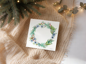 Winter Wreath — Eco-Friendly Watercolour Greeting Card | 5.5x5.5 Sustainable Art Print