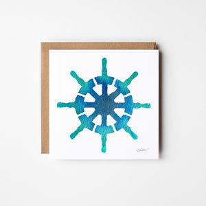 Captain’s Compass eco-friendly greeting card featuring a watercolour design of a compass symbolizing guidance, wisdom, and the connection to the ocean.