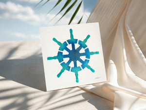 Captain’s Compass eco-friendly greeting card featuring a watercolour design of a compass symbolizing guidance, wisdom, and the connection to the ocean.