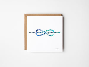 Nautical Eternity eco-friendly greeting card featuring a watercolour infinity knot symbolizing resilience and connection to the ocean.