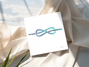 Nautical Eternity eco-friendly greeting card featuring a watercolour infinity knot symbolizing resilience and connection to the ocean.