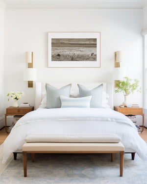 A lion pride in hunting formation, alert and focused in the grasslands of Ngorongoro Conservation Area, featured in a fine art wildlife photography print.