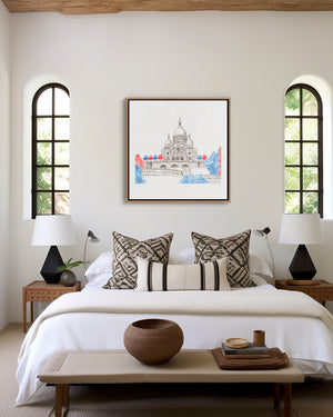Sacré-Cœur de Montmartre Paris watercolour giclée canvas print — hand-painted fine art wall decor on recycled ocean plastic canvas