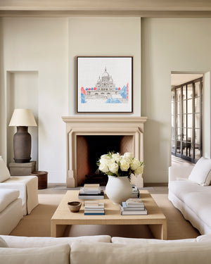 Sacré-Cœur de Montmartre Paris watercolour giclée canvas print — hand-painted fine art wall decor on recycled ocean plastic canvas