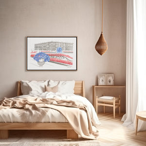 Château de Versailles Paris watercolour giclée canvas print — hand-painted fine art wall decor on recycled ocean plastic canvas