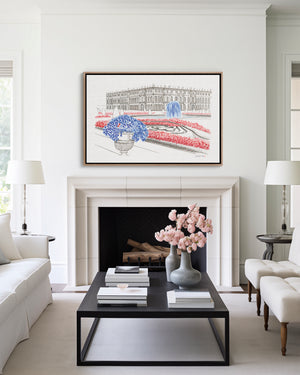 Château de Versailles Paris watercolour giclée canvas print — hand-painted fine art wall decor on recycled ocean plastic canvasv