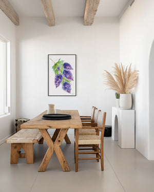 Eco-friendly watercolour canvas painting of soft purple lilacs, evoking calm and natural beauty.
