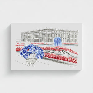 Château de Versailles Paris watercolour giclée canvas print — hand-painted fine art wall decor on recycled ocean plastic canvas