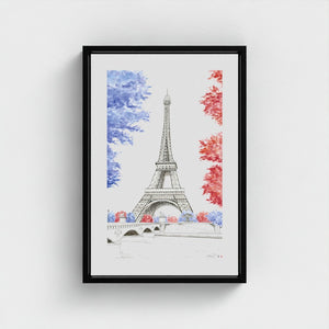 Eiffel Tower Paris watercolour giclée canvas print — hand-painted fine art wall decor on recycled ocean plastic canvas