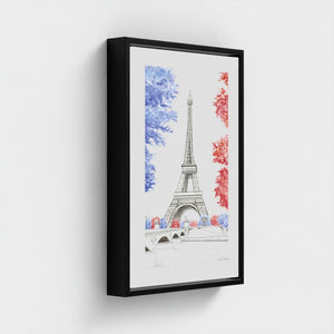 Eiffel Tower Paris watercolour giclée canvas print — hand-painted fine art wall decor on recycled ocean plastic canvas
