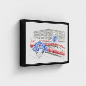 Château de Versailles Paris watercolour giclée canvas print — hand-painted fine art wall decor on recycled ocean plastic canvas