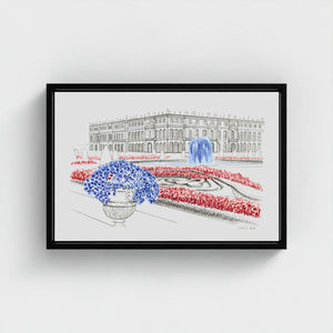 Château de Versailles Paris watercolour giclée canvas print — hand-painted fine art wall decor on recycled ocean plastic canvas