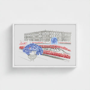 Château de Versailles Paris watercolour giclée canvas print — hand-painted fine art wall decor on recycled ocean plastic canvas